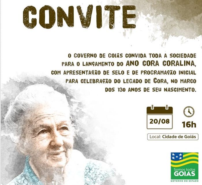 Convite do lançamento do Ano de Cora Coralina.