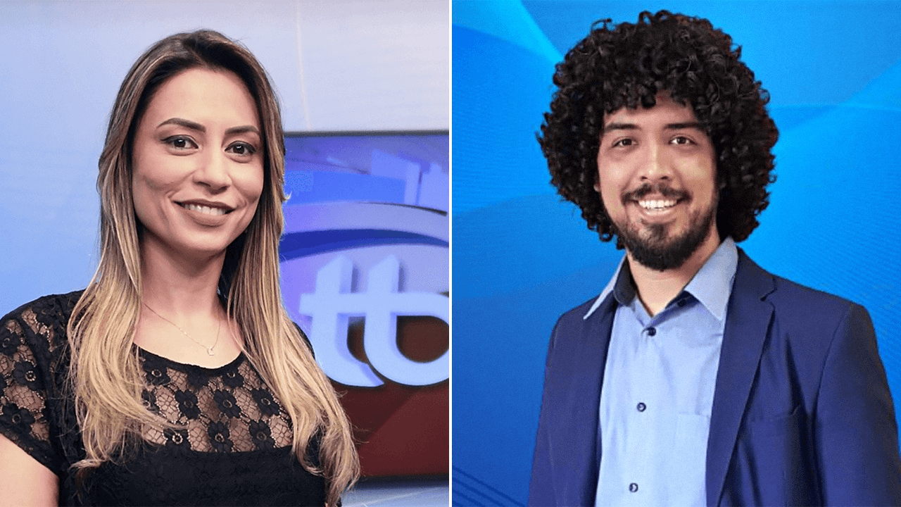 Os apresentadores do TBC 1, Michelle Bouson e Cássio Neves