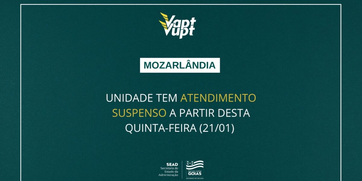 Unidade de Mozarlândia tem atendimento suspenso a partir desta quinta-feira (21)