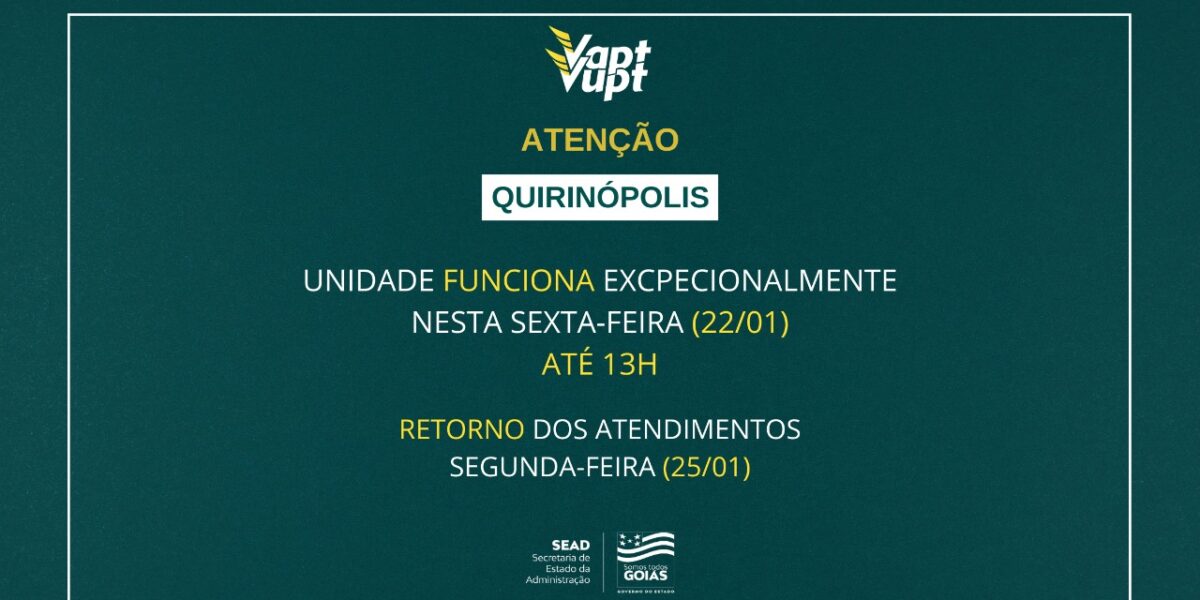 Aniversário da cidade: Vapt Vupt de Quirinópolis funciona parcialmente nesta sexta-feira (22)
