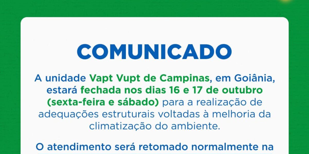 Comunicado Vapt Vupt Campinas