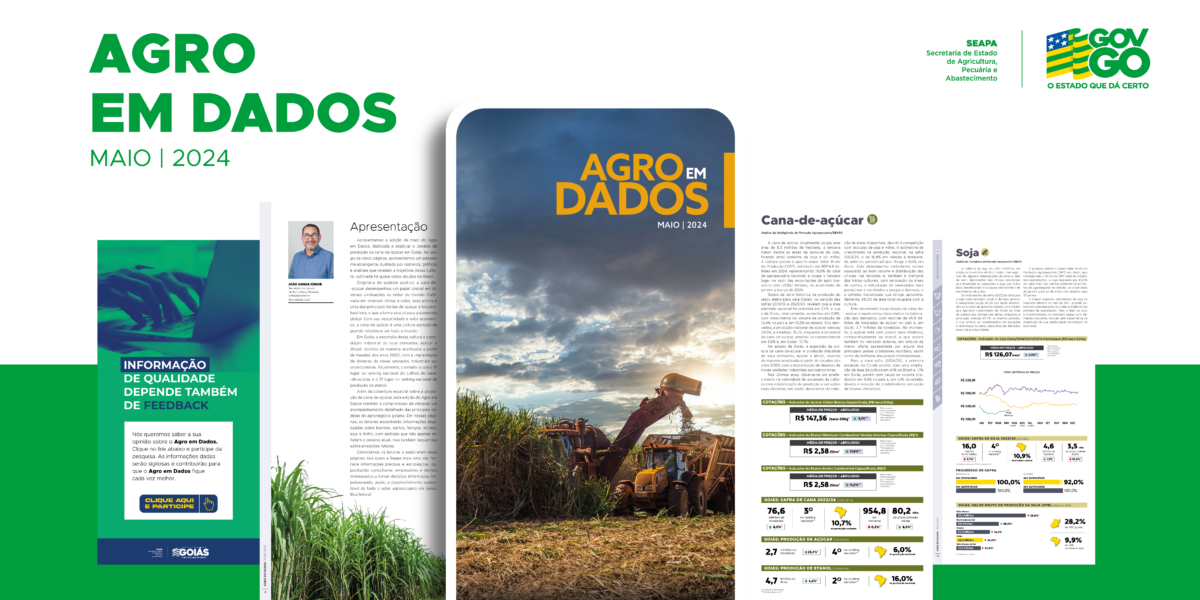 Cultivo de cana-de-açúcar em Goiás é o destaque do Agro em Dados de maio