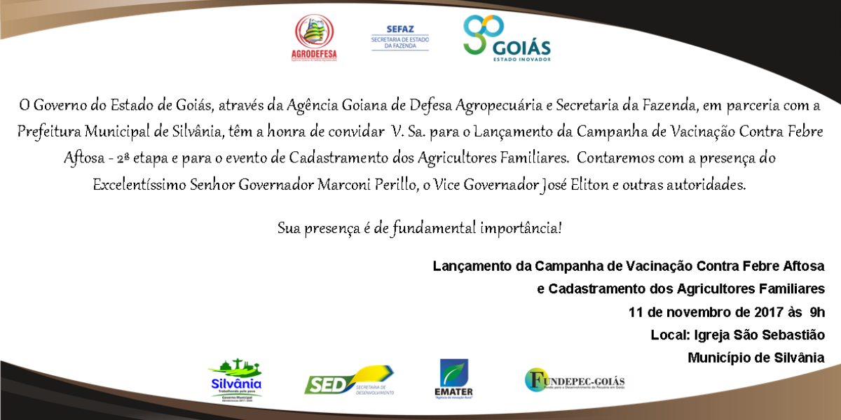 Lançamento da Campanha de Vacinação Contra Febre Aftosa e Cadastramento dos Agricultores Familiares