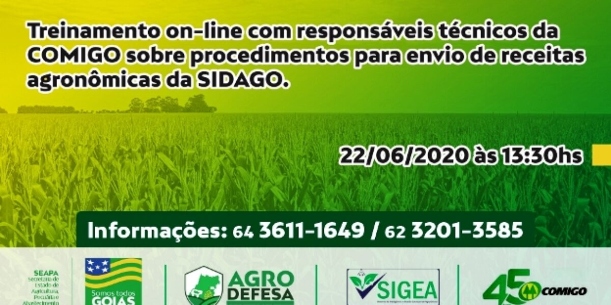Agrodefesa fará Live sobre Gestão de Agrotóxicos com RTs e emissores de receitas agronômicas da Comigo