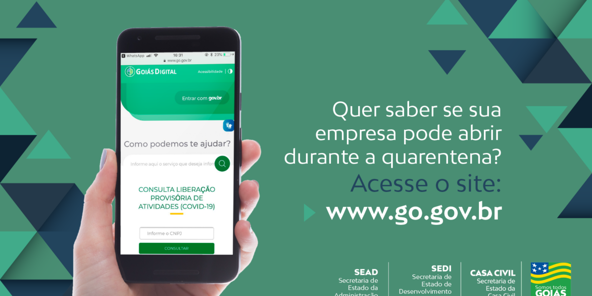 Plataforma Goiás Digital permite consulta sobre o funcionamento de atividades do comércio e indústria