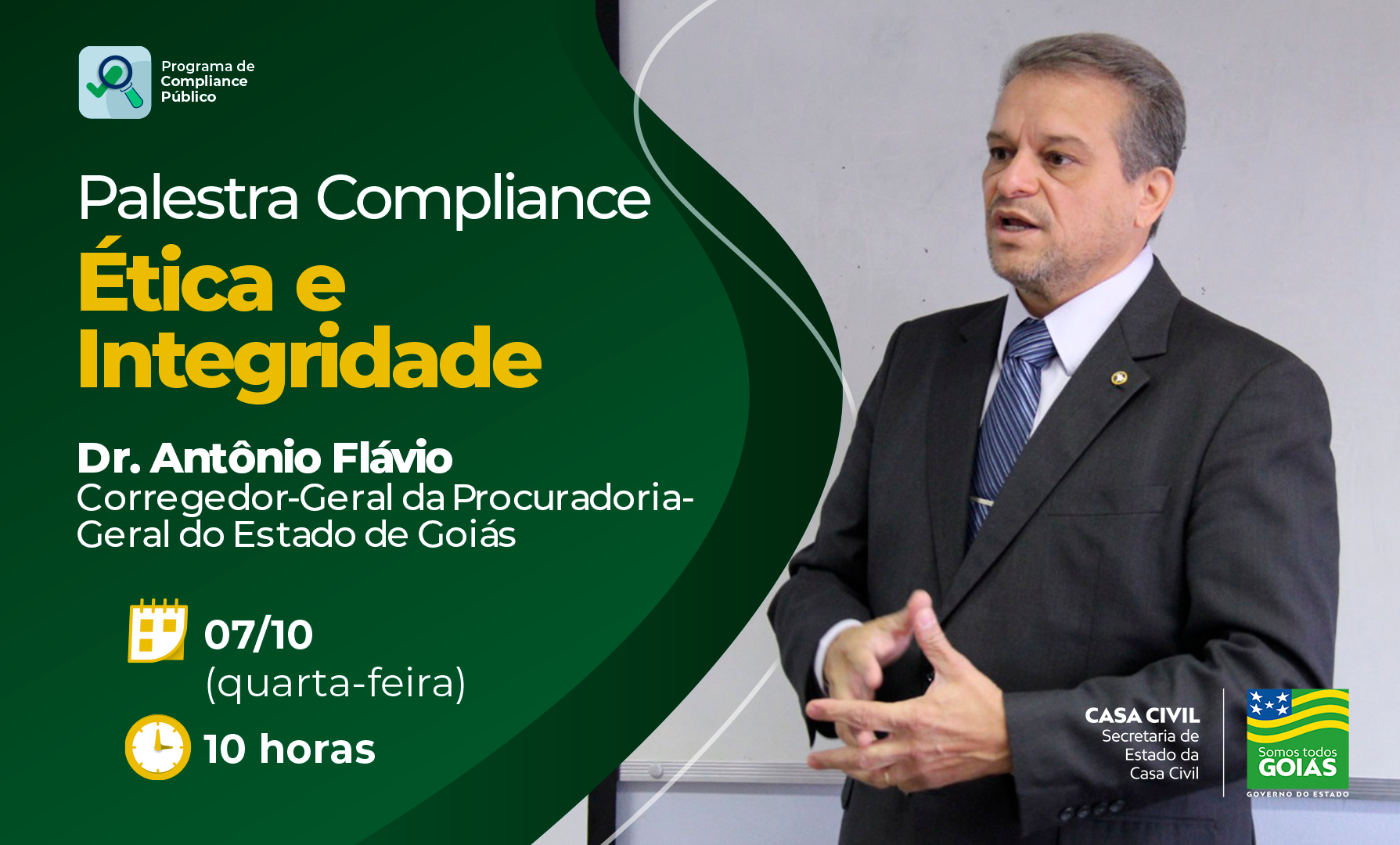 Encontro será ministrado pelo Procurador e Corregedor-Geral da Procuradoria-Geral do Estado de Goiás Dr. Antônio Flávio