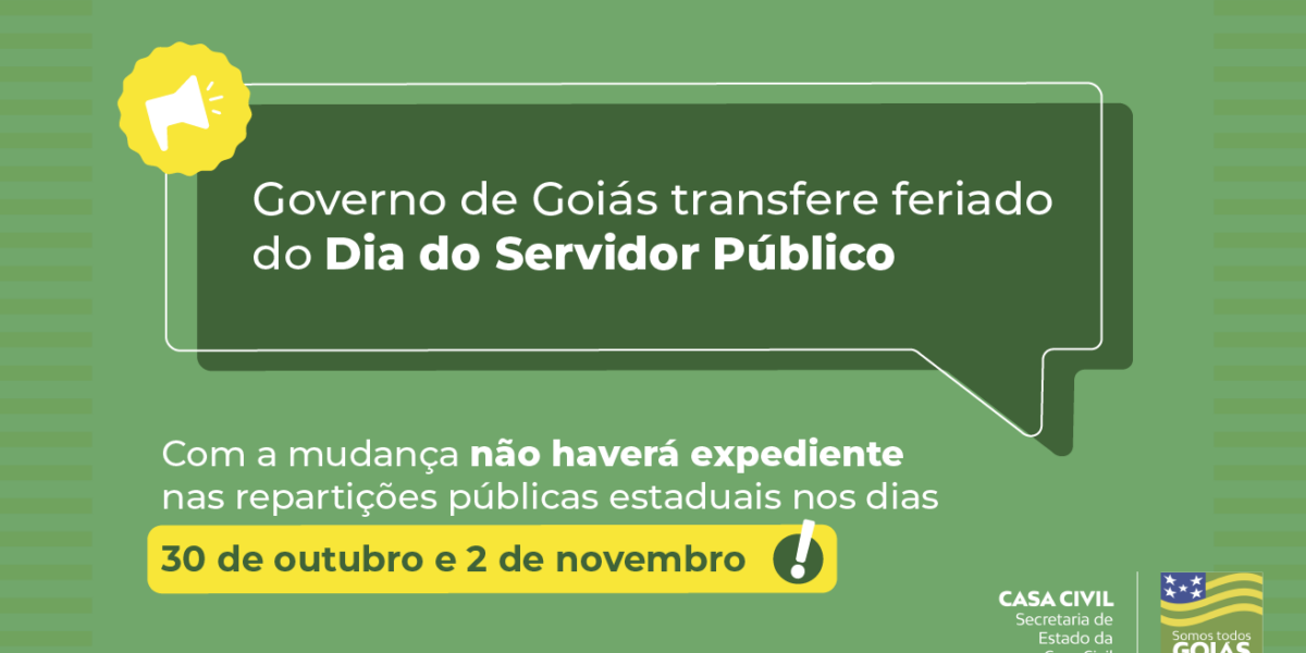 Governo de Goiás transfere feriado do Dia do Servidor Público
