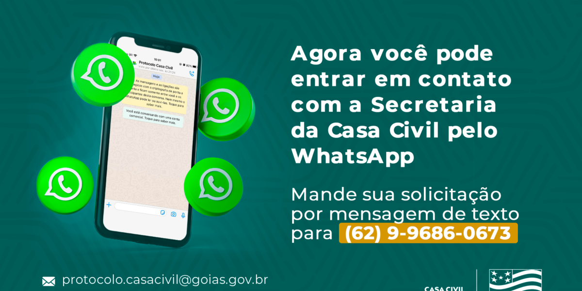 Casa Civil do Governo de Goiás lança canal de comunicação pelo WhatsApp