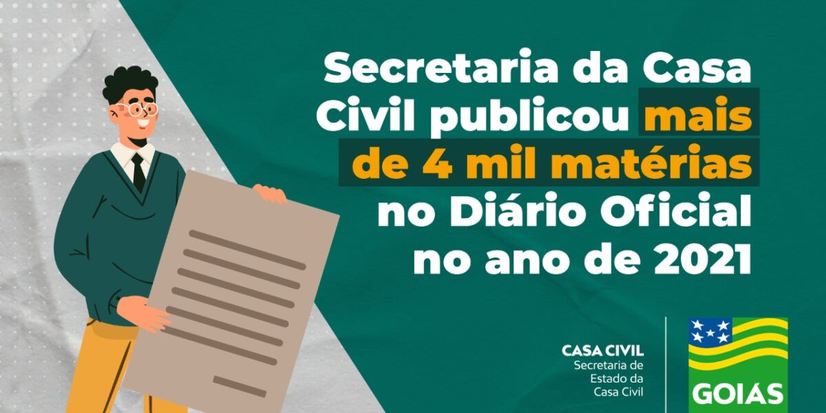 Balanço mostra que Secretaria da Casa Civil publicou mais de 4 mil matérias em 2021