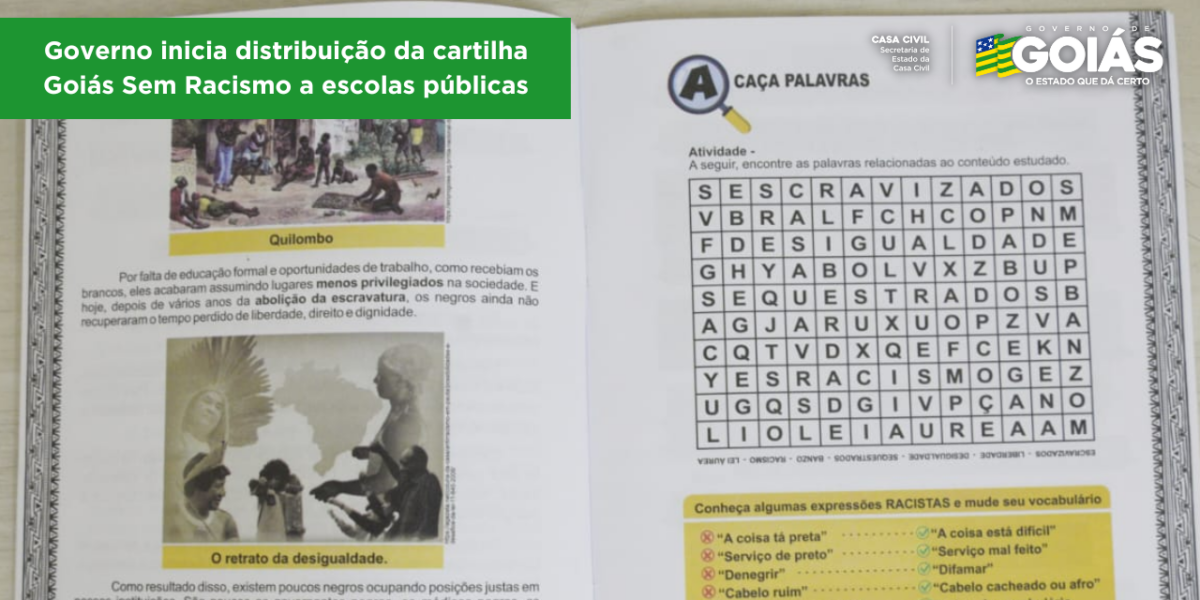 Governo inicia distribuição da cartilha Goiás Sem Racismo a escolas públicas