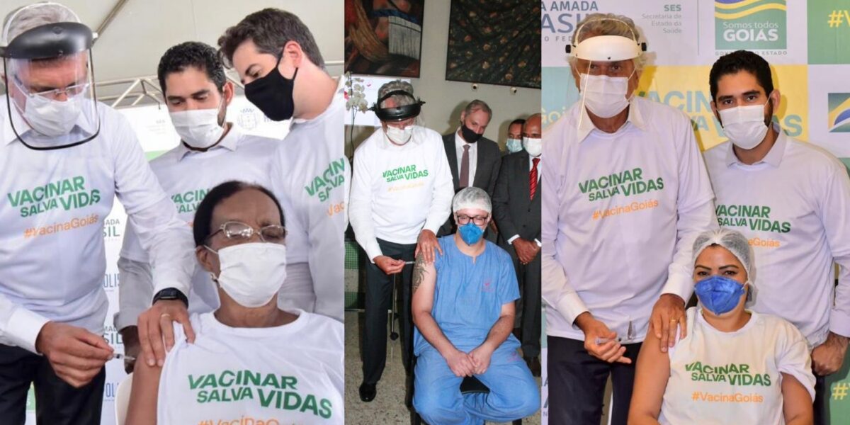 Único governador médico do Brasil, Caiado aplica primeira vacina em Goiás.