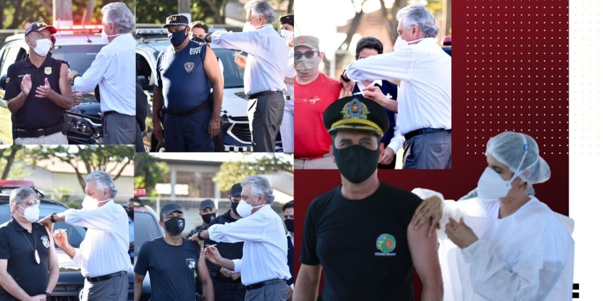 Governador Ronaldo Caiado vacina integrantes das forças de segurança contra Covid-19