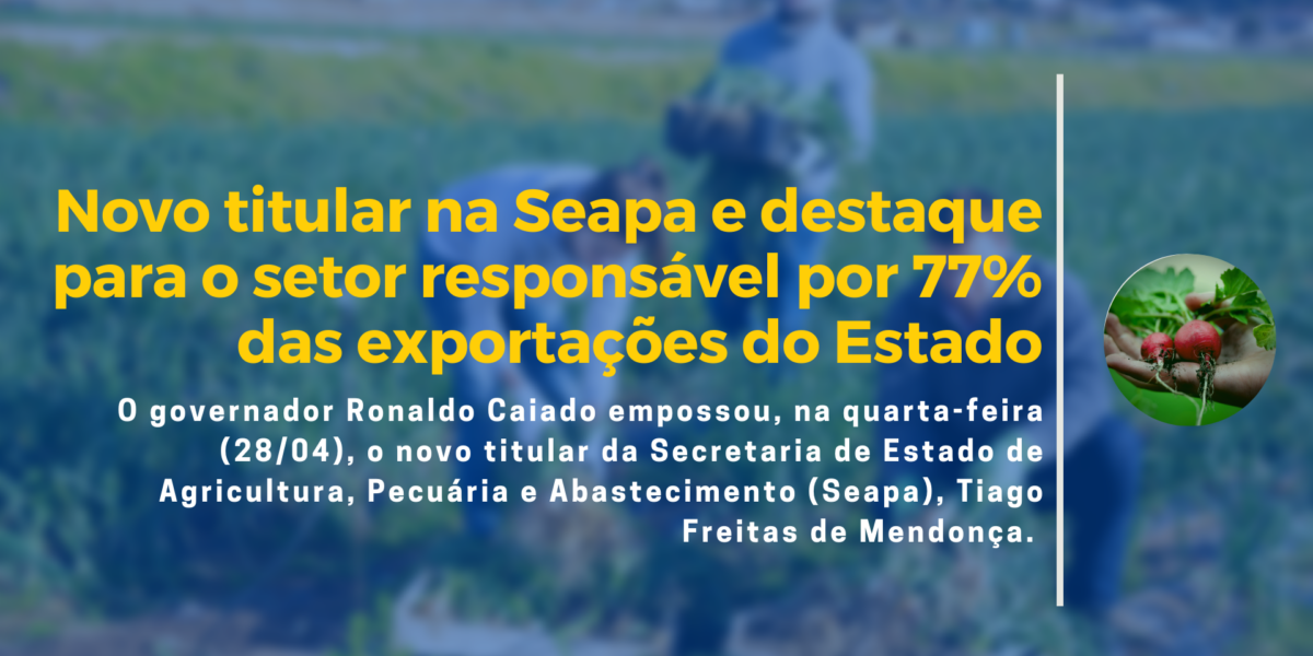 Caiado dá posse ao novo secretário de Agricultura, Pecuária e Abastecimento, Tiago Freitas de Mendonça