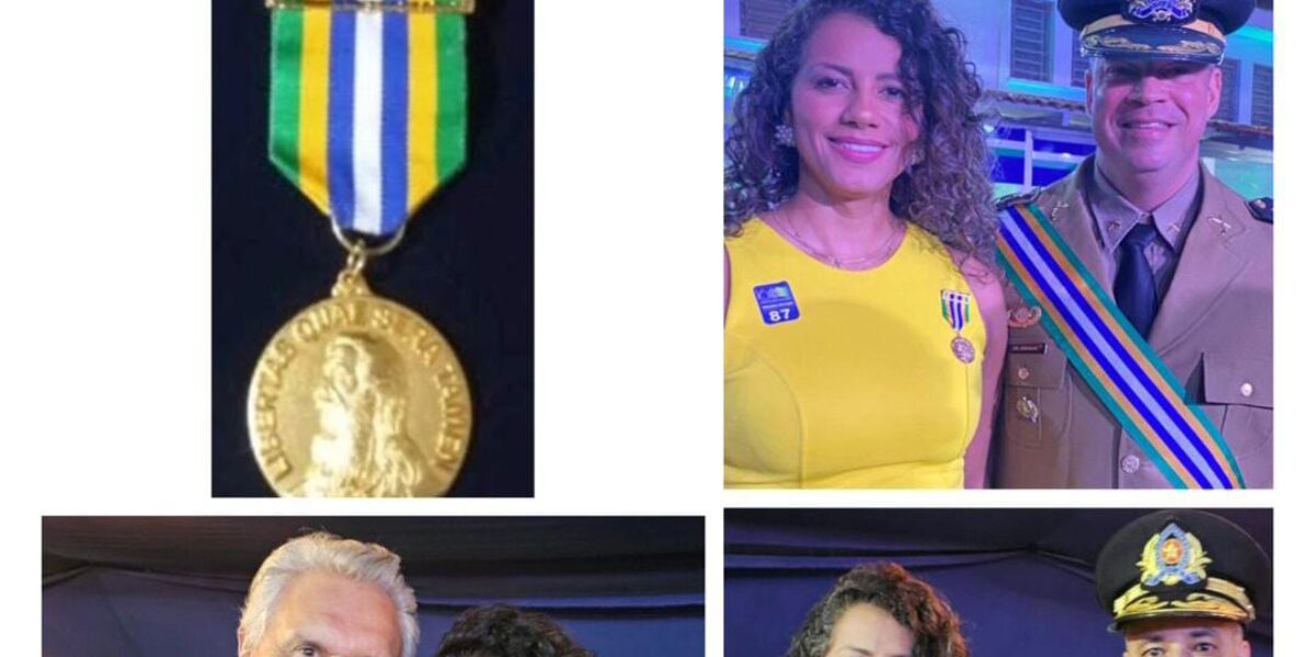 A Presidente do CETRAN/GO é homenageada com Medalha da Ordem do Mérito Tiradentes, na Solenidade Militar que comemorou os 166 anos da Policia Militar do Estado de GOIÁS.