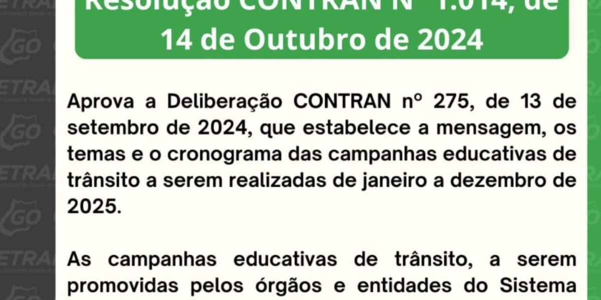 Resolução CONTRAN N°1.014, de 14 de Outubro de 2024.