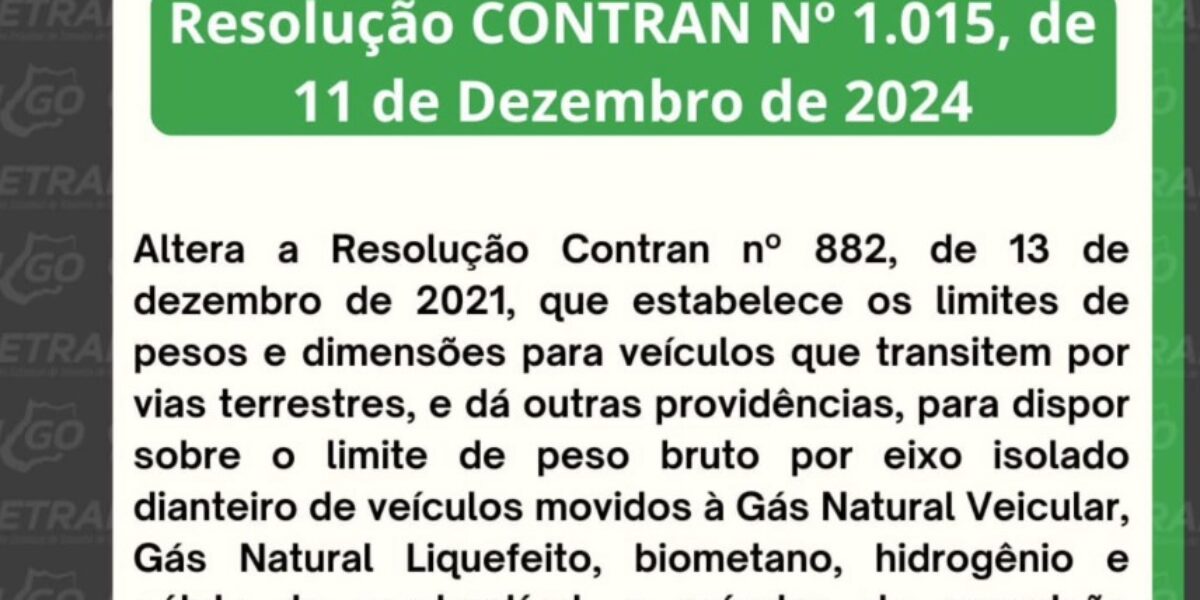 Resolução CONTRAN N° 1.015, de 11 de Dezembro de 2024.