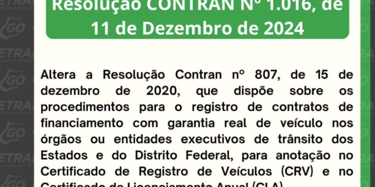 Resolução CONTRAN N° 1.016, de 11 de Dezembro de 2024.