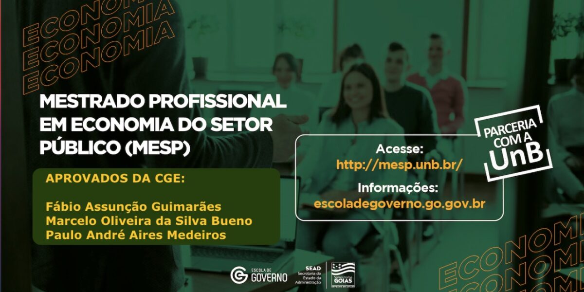Servidores da CGE são aprovados em mestrado realizado em parceria do Governo de Goiás com a UNB