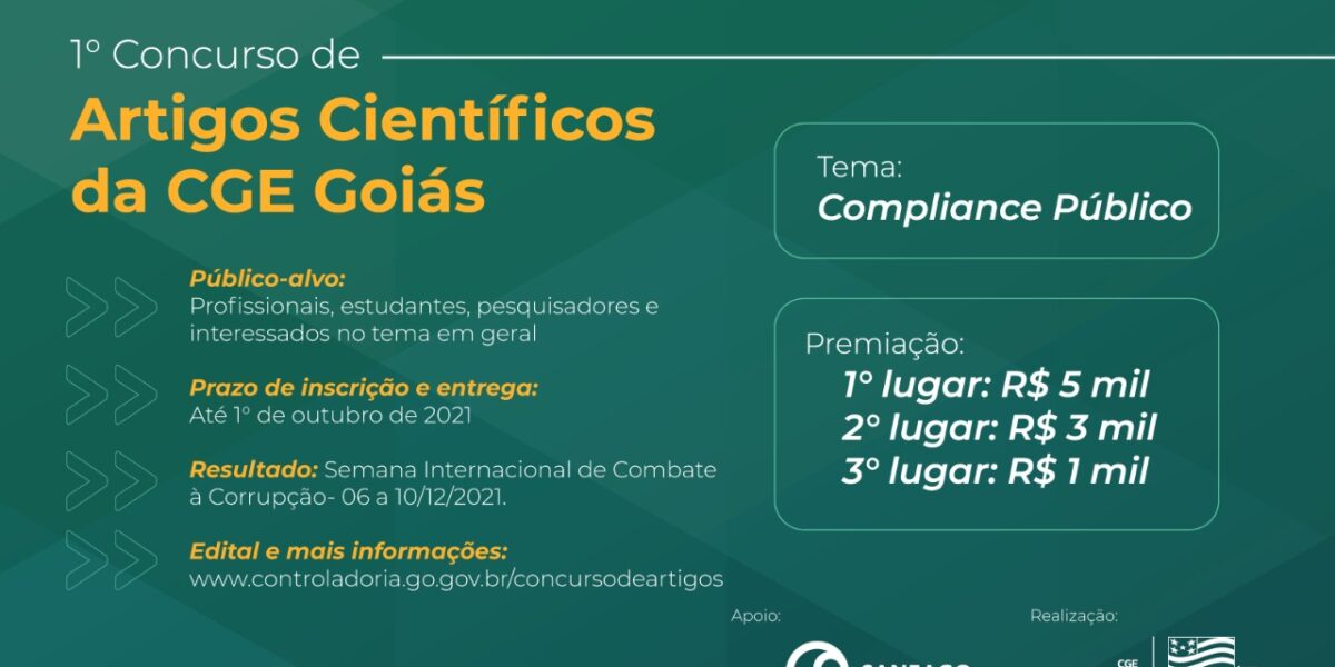 CGE lança concurso de artigos científicos sobre o Compliance Público