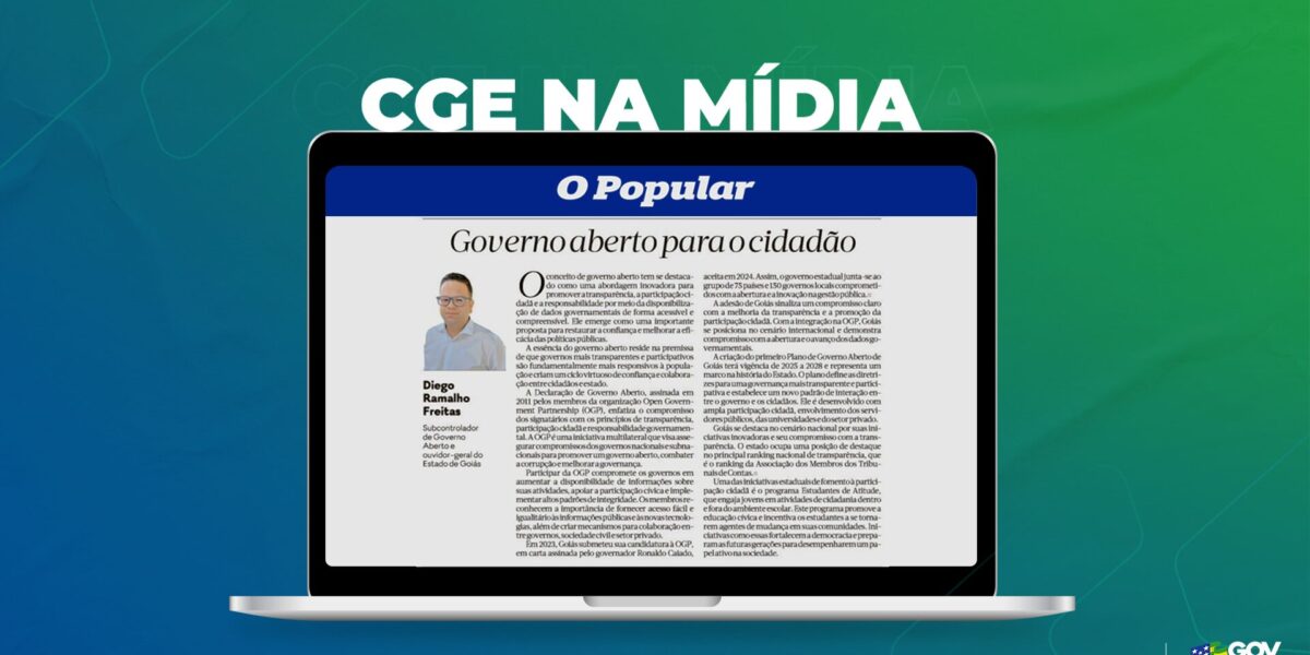 Artigo da CGE sobre Participação Cidadã é destaque no Jornal O Popular 