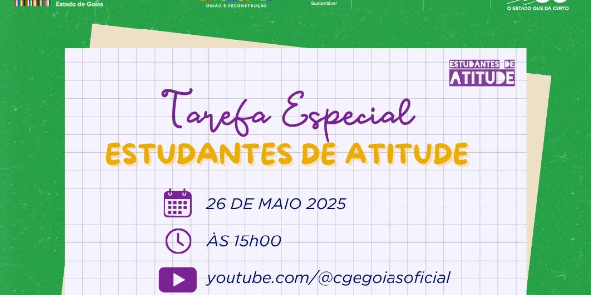 CGE promove live para anunciar Tarefa Especial do Estudantes de Atitude 2025 