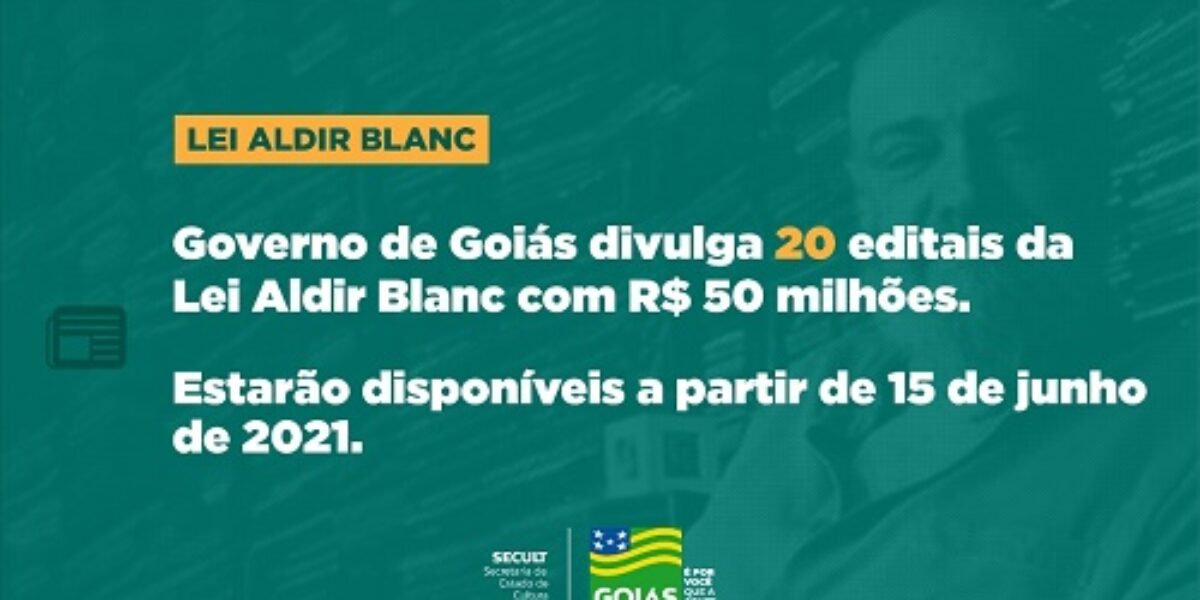 Governo de Goiás lança R$ 50 milhões em novos editais da Lei Aldir Blanc