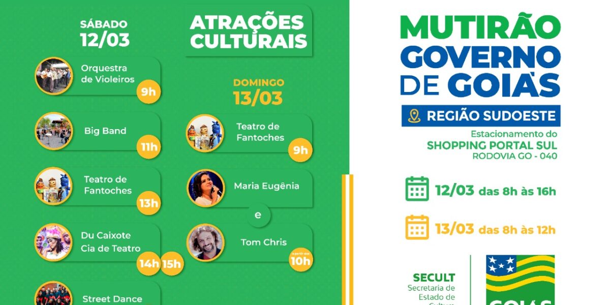 Com show de Maria Eugênia e Tom Chris, 3º Mutirão Governo de Goiás leva entretenimento à população