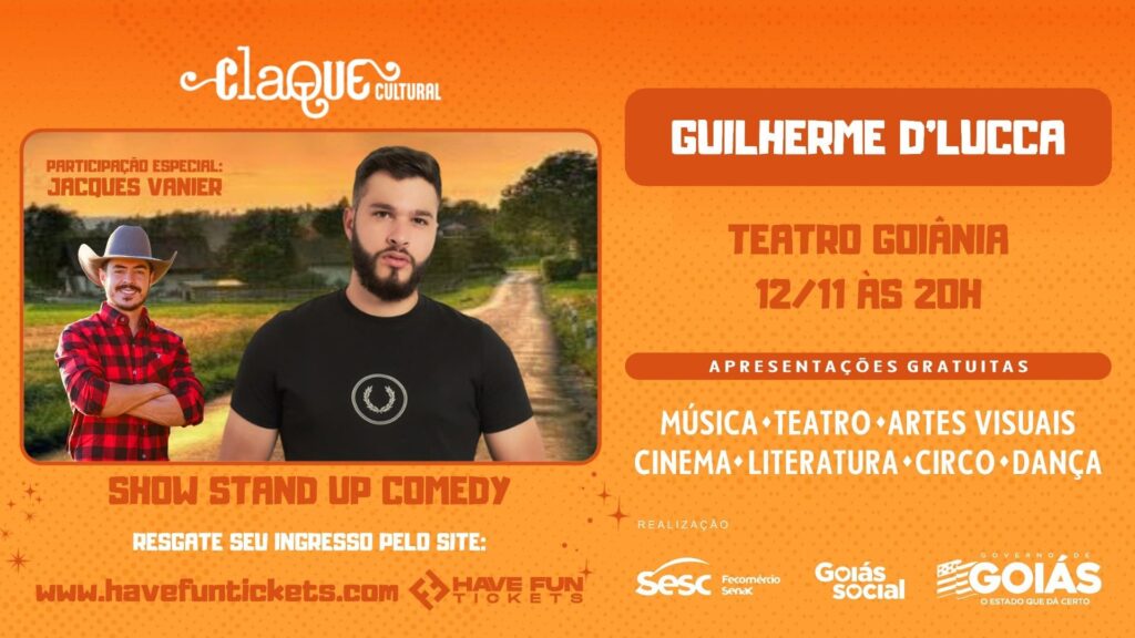 Guilherme D’Lucca e Jacques Vanier apresentam show gratuito de humor “A Roça Conheceu a Cidade” no Teatro Goiânia