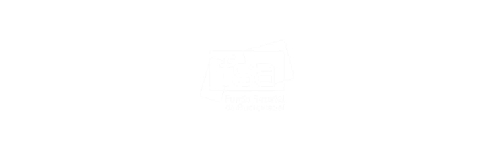 Logomarcas BRDE, FSA e Ancine em versão negativa