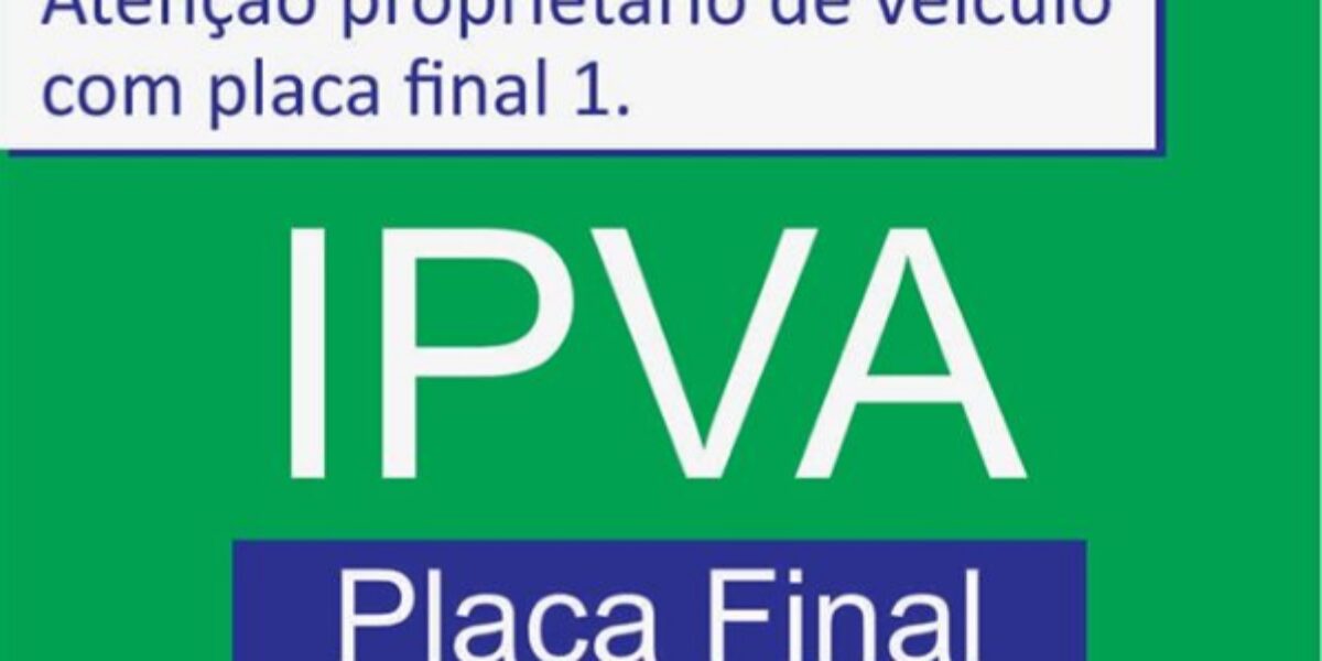 IPVA de veículos final 1 vence nesta quinta-feira