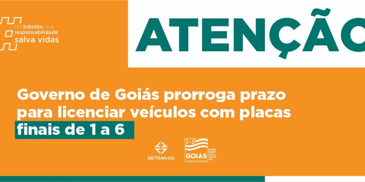 Governo de Goiás prorroga prazo para licenciar veículos com placas finais de 1 a 6