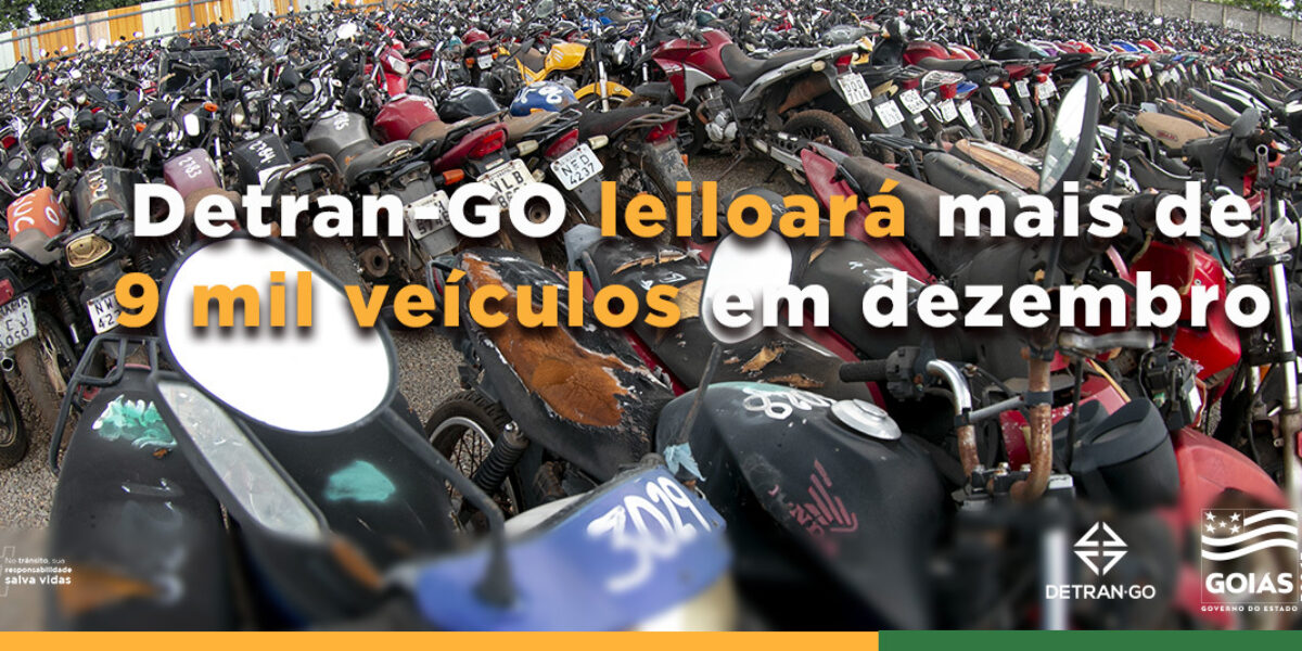 Governo de Goiás, por meio do Detran-GO, leiloará mais de 9 mil veículos em dezembro