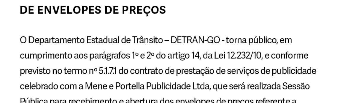 Comunicado sobre Sessão Pública de Recebimento e Abertura de Envelopes e de Preços