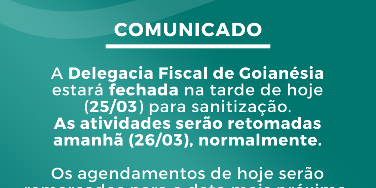 DRF de Goianésia não atenderá na tarde de hoje (25/03)