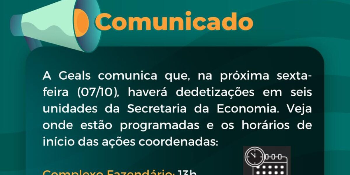 Confira unidades da Economia que serão desinsetizadas nesta sexta, 7