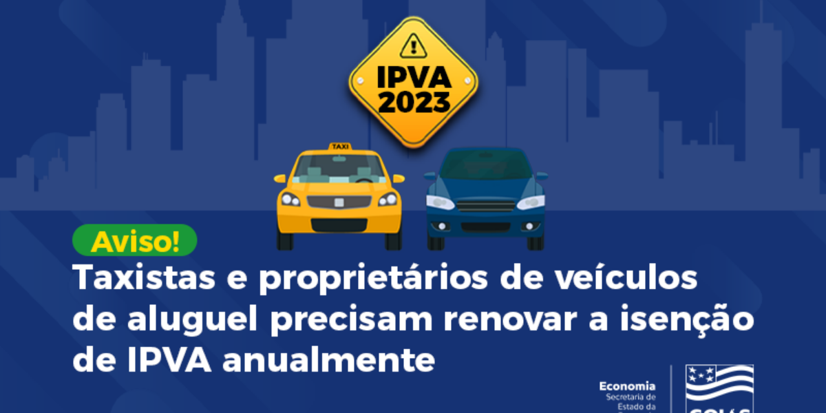 Isenção do IPVA de taxista deve ser renovada anualmente