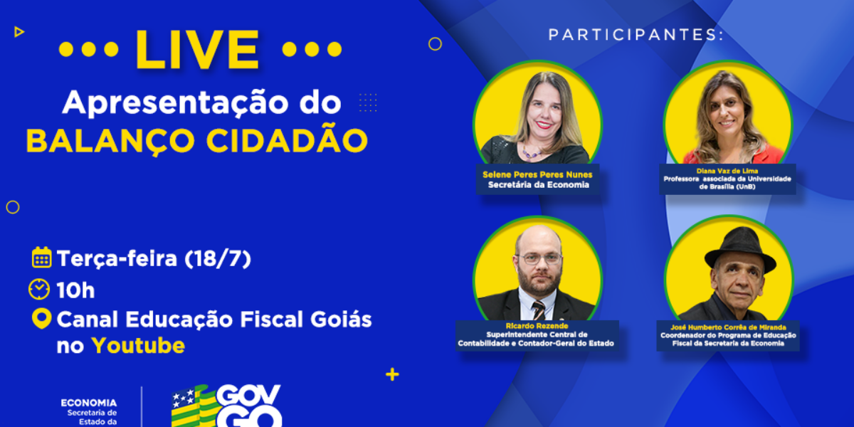 Economia apresenta Balanço Cidadão em live da Educação Fiscal