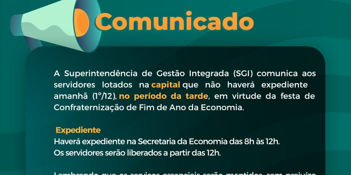 Economia terá expediente parcial nesta sexta-feira, 1º