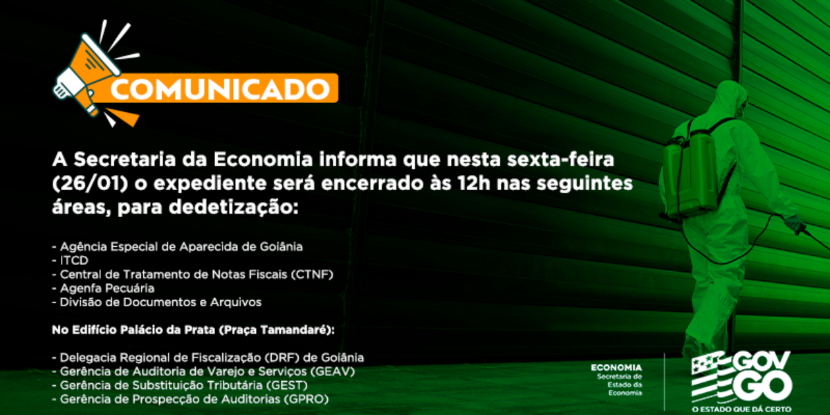 Confira unidades da Economia que serão dedetizadas nesta sexta, 26