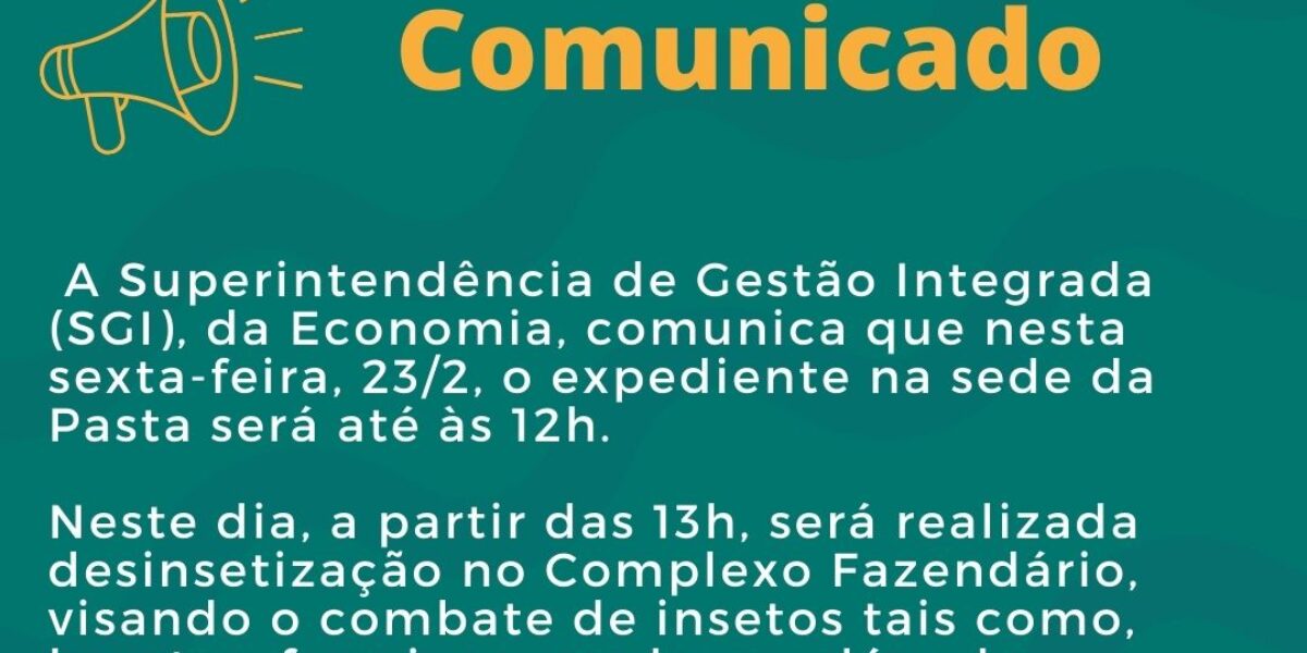 Complexo Fazendário será desinsetizado nesta sexta, 23