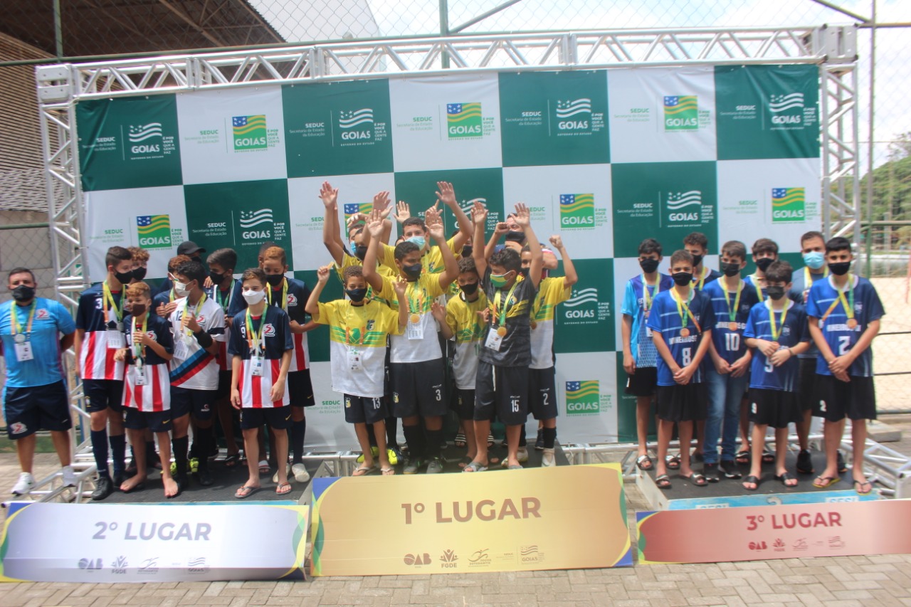 Vencedores dos Jogos Estudantis de Goiás 2021, categoria Infanto, na modalidade Futsal Masculino