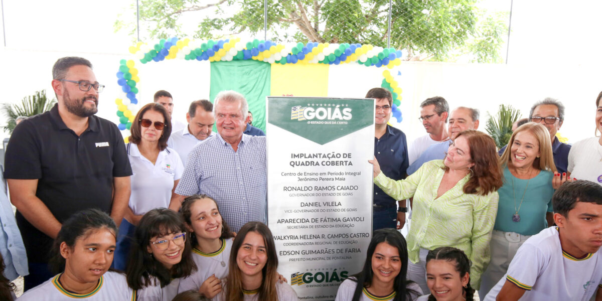 Em Pontalina, Governo de Goiás entrega quadra esportiva escolar e reforma e ampliação de escolas