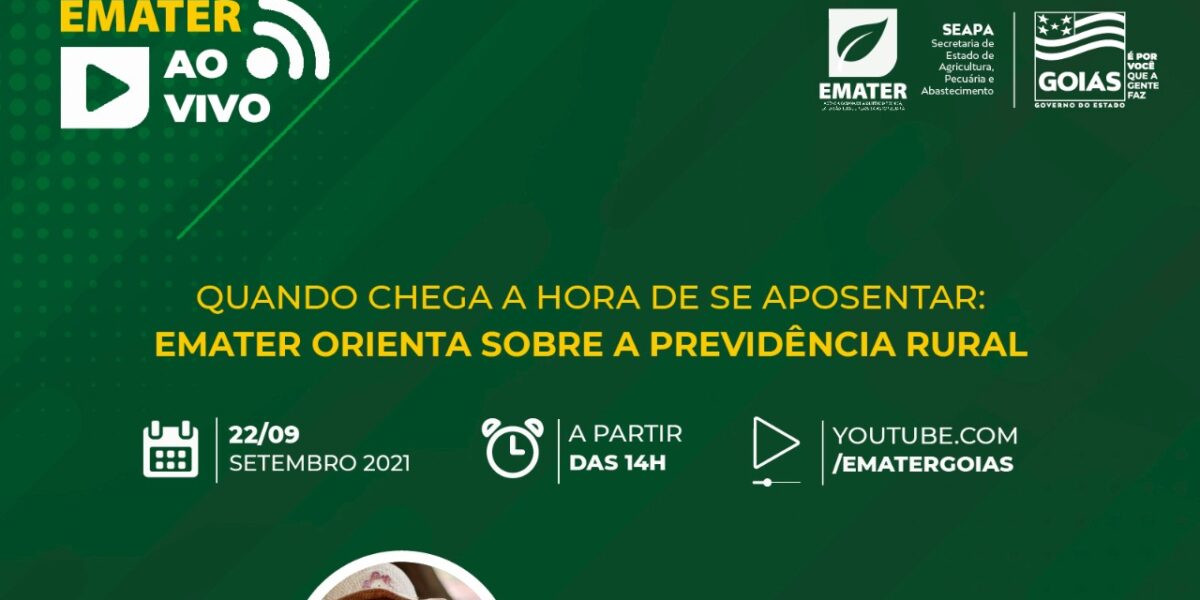 Aposentadoria rural é tema de próxima live do Emater Ao Vivo