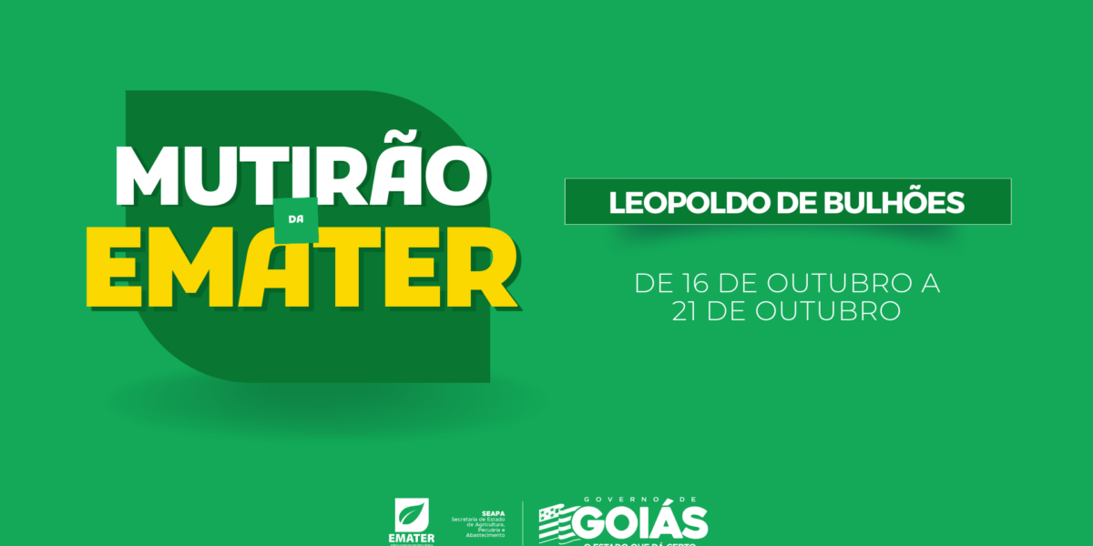 Abertura do Mutirão da Emater em Leopoldo de Bulhões será realizada nesta terça-feira, 17