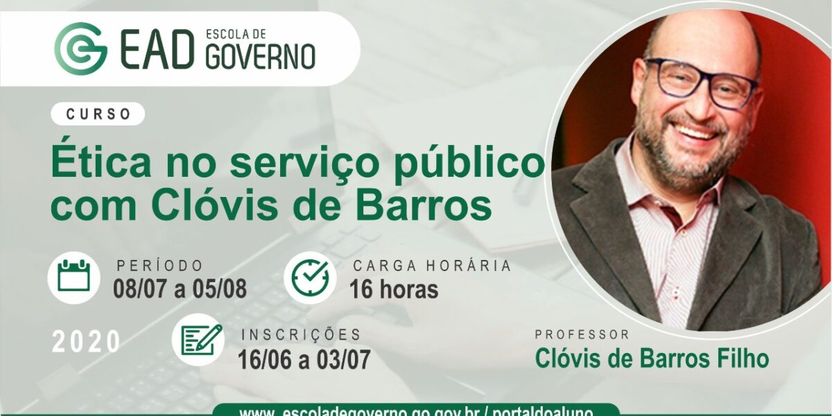 Inscrições abertas para o curso EaD de Ética no serviço públicos por Clovis de Barros