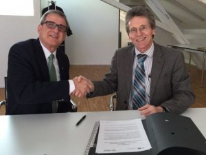 Sergio Gargioni e Urs Baltensperger assinaram Declaração de Intenções no Fundo Nacional Suíço para a Pesquisa Científica, em Berna.