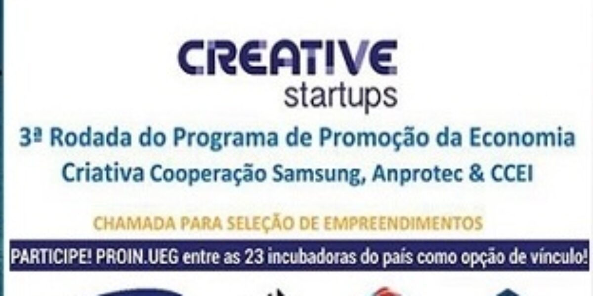 Proin.UEG abre inscrições para seleção de projetos do Programa de Startups Criativas