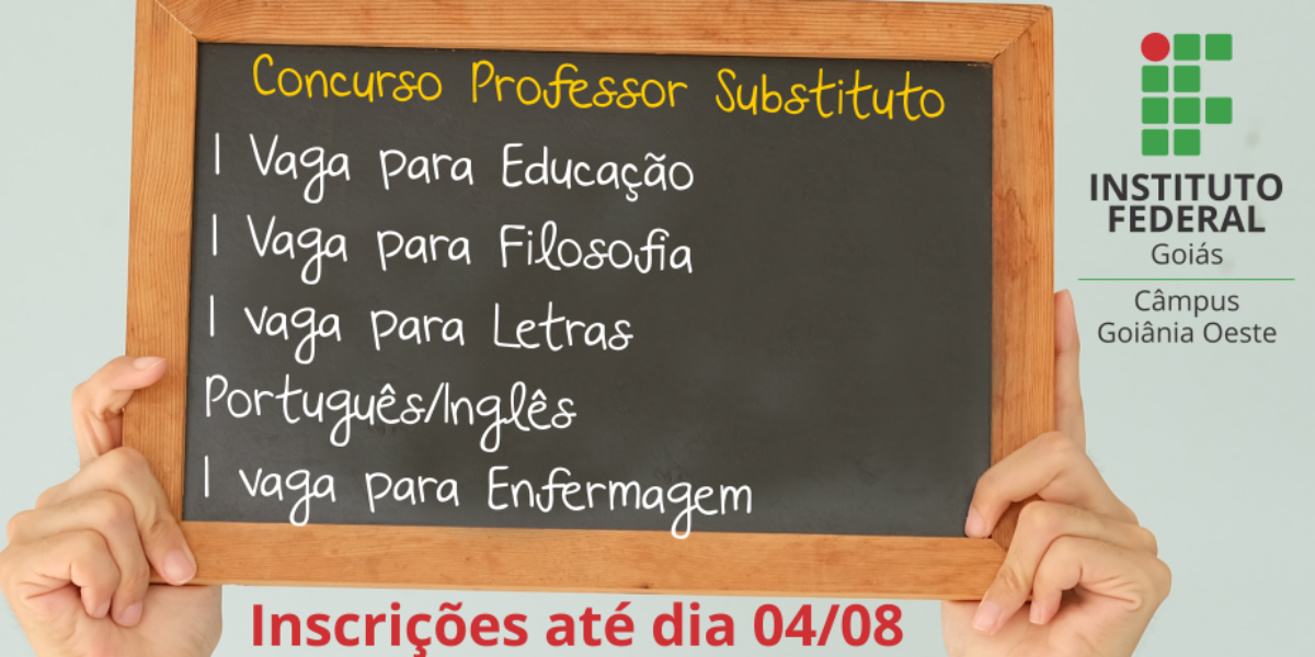 Abertas inscrições para concurso de professor substituto no Câmpus Goiânia Oeste do IFG