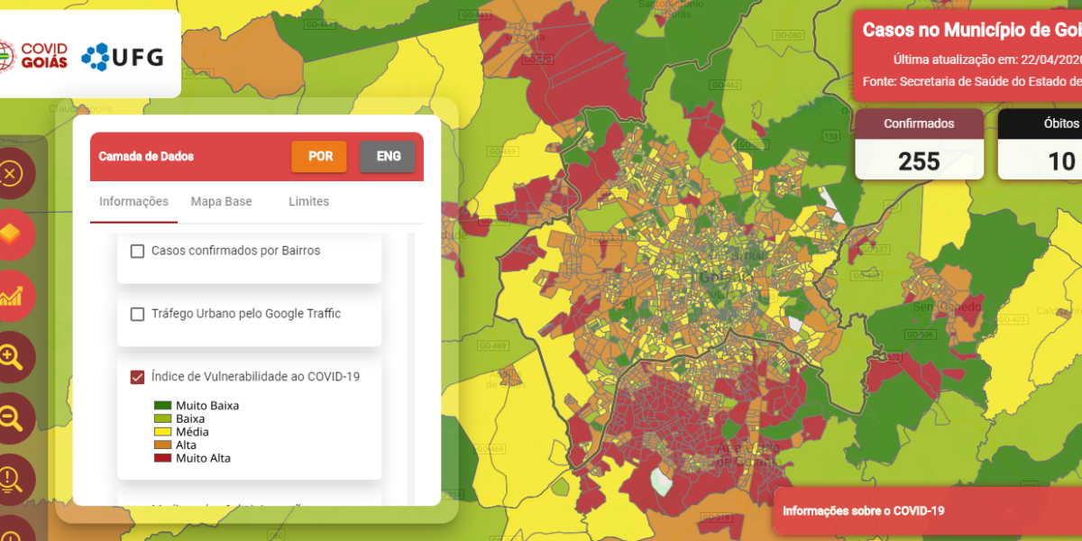 Plataforma da UFG, Covid Goiás, disponibiliza ferramenta de busca por vulnerabilidade em saúde