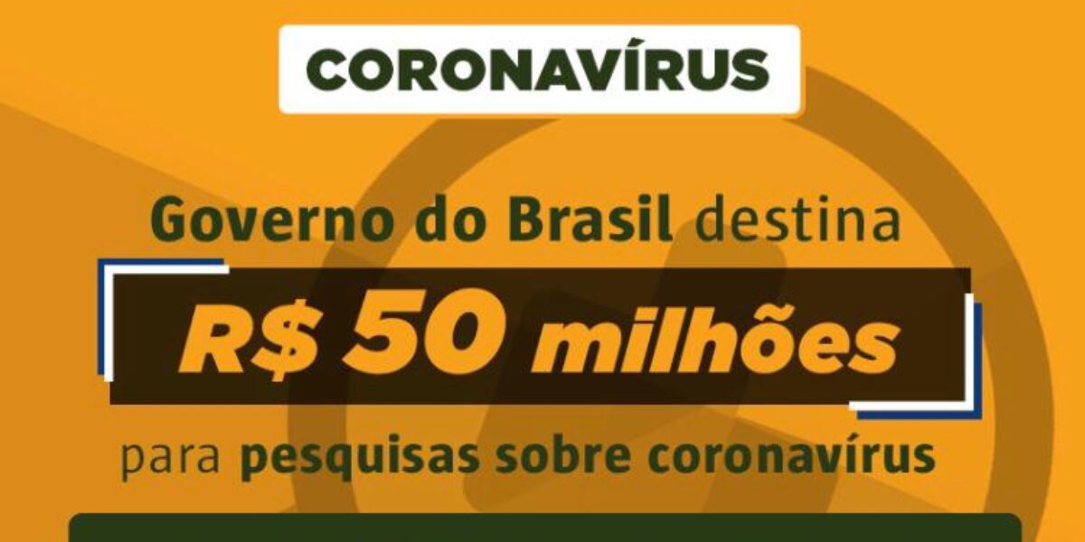 Governo do Brasil destina R$ 50 milhões para pesquisas sobre coronavírus